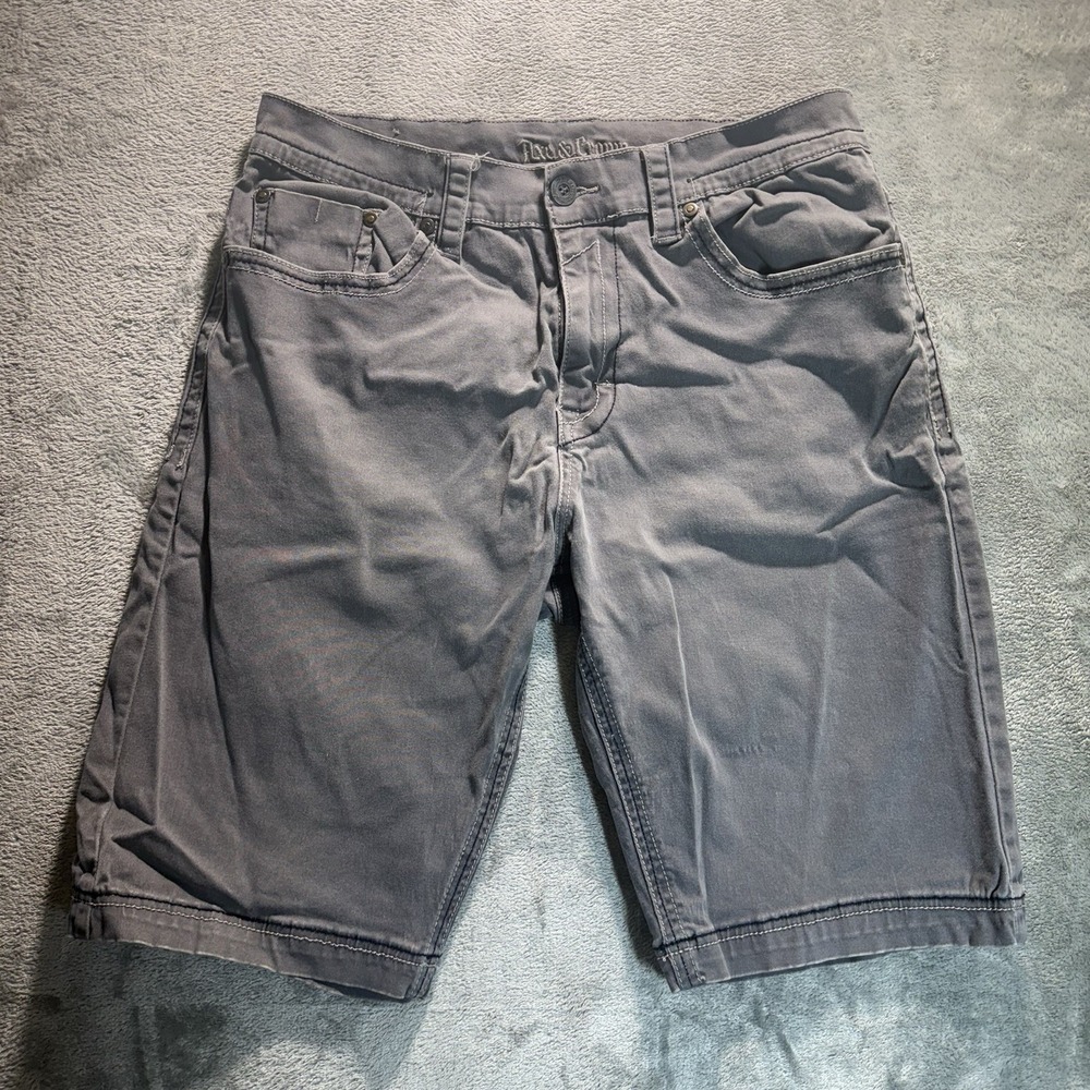 Axe & Crown Men's Shorts Size 38 Gray Y2K Flaps Relaxed Short 2000's Embroidered